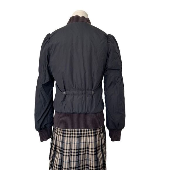 Y2k vintage dkny jeans navy bomber jacket w ruched elements sz s - Picture 2 of 5